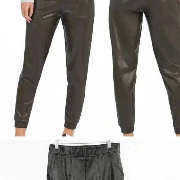 SPANX Pants - Spanx Faux Leather Jogger Pants High Rise Black